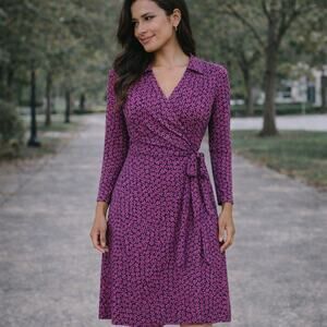 Diane Von Furstenberg SZ 4 New Jeanne Two Wrap Dress Floral Check Tiny Rose $398